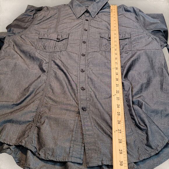 Rock & Roll Cowboy Mens Button Down Shirt Medium Gray Western Long Sleeve Pocket - Picture 8 of 9